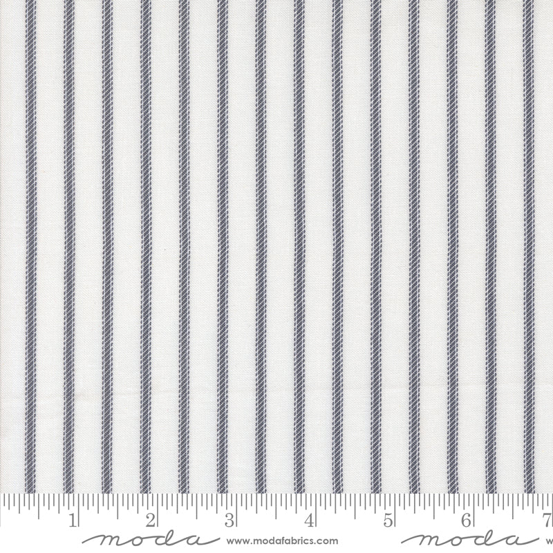 Sun-drenched Cloud Indigo Ticking Stripe Yardage by Sweetfire Road for Moda Fabrics