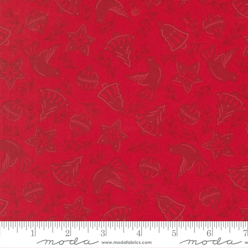 Merrily On High Christmas Red Cookie Cutters Yardage by Sweetfire Road for Moda Fabrics
