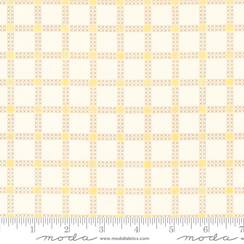 Dawn On The Prairie Unbleached Stitch Check Yardage by Fancy That Design House for Moda Fabrics