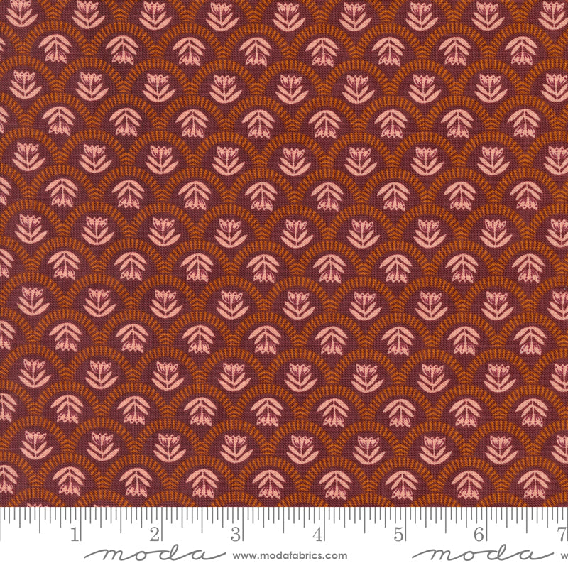 Folk & Lore Burgundy Scallop Story Yardage by Fancy That Design House for Moda Fabrics