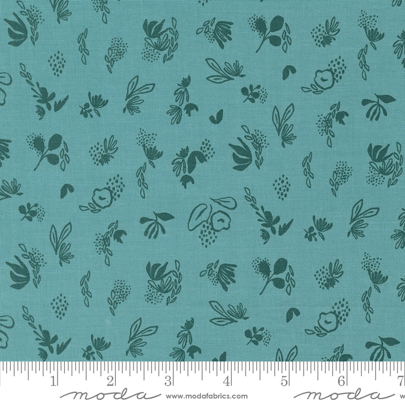 Things Above Teal Floral Sprinkles Yardage by Fancy That Design House for Moda Fabrics