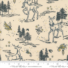 Old World Yuletide Eggshell Oh Deer Metallic Yardage by Fancy That Design House for Moda Fabrics