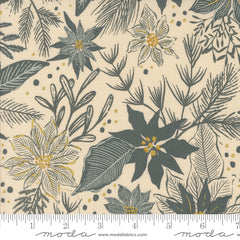 Old World Yuletide Eggshell Poinsettia Metallic Yardage by Fancy That Design House for Moda Fabrics