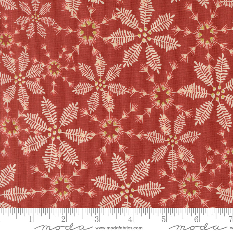 Old World Yuletide Poinsettia Snowy Lace Metallic Yardage by Fancy That Design House for Moda Fabrics
