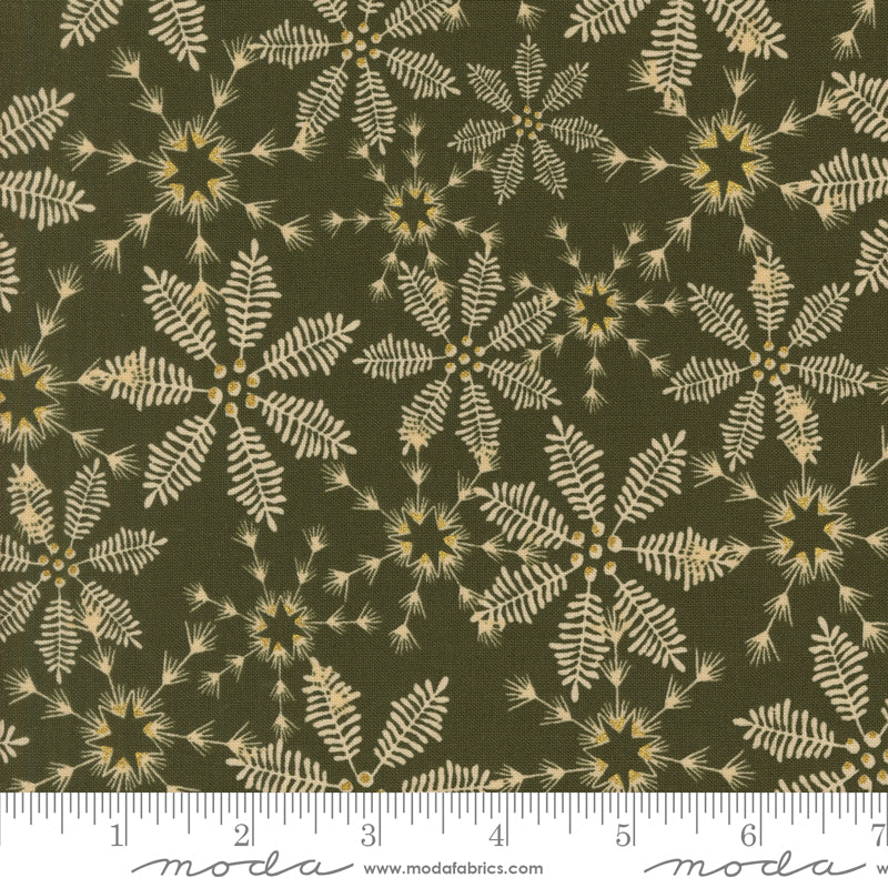 Old World Yuletide Pine Snowy Lace Metallic Yardage by Fancy That Design House for Moda Fabrics