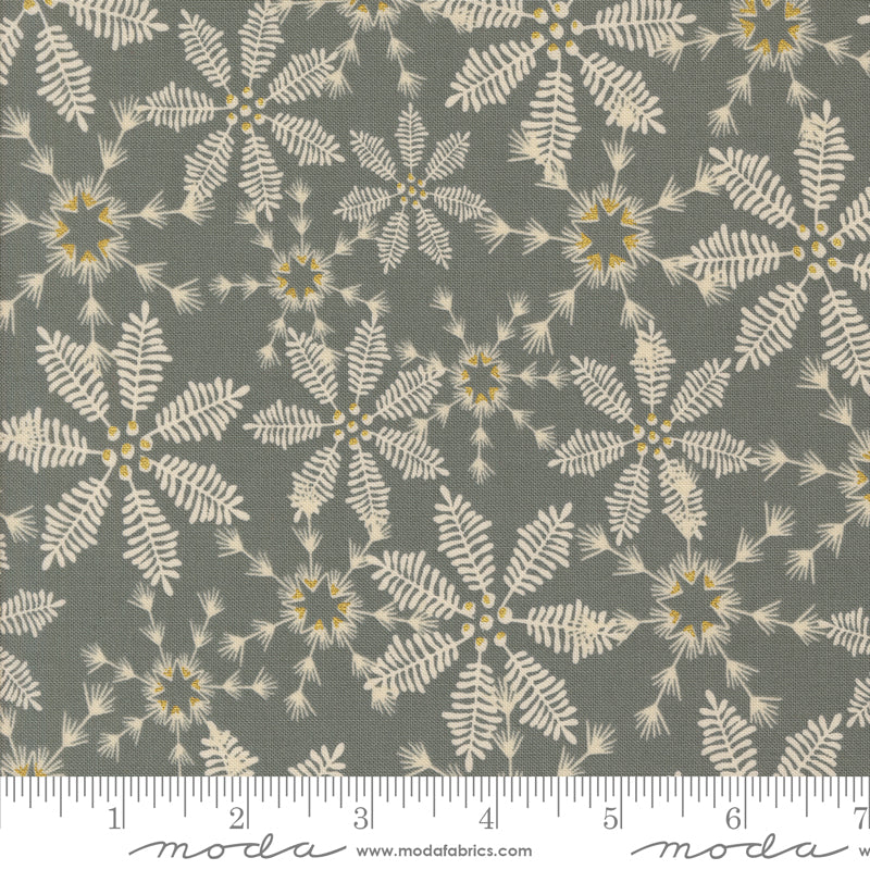Old World Yuletide Fog Snowy Lace Metallic Yardage by Fancy That Design House for Moda Fabrics