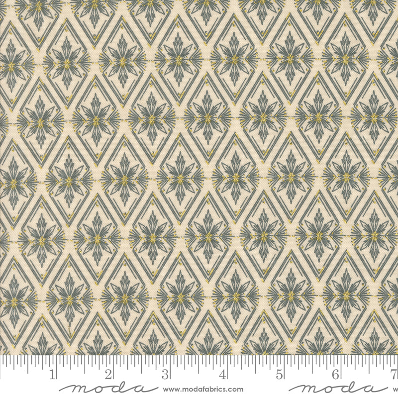 Old World Yuletide Eggshell Twinkle Tradition Metallic Yardage by Fancy That Design House for Moda Fabrics