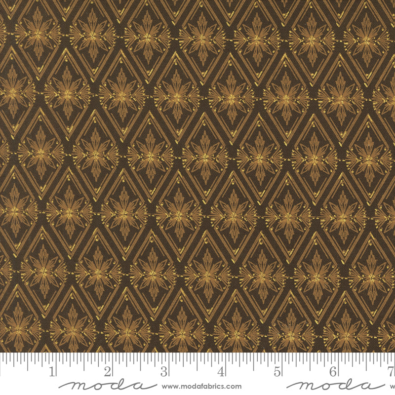Old World Yuletide Espresso Twinkle Tradition Metallic Yardage by Fancy That Design House for Moda Fabrics