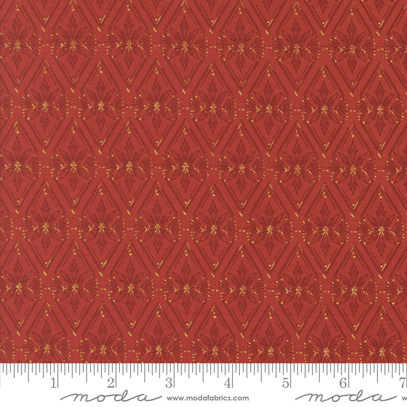 Old World Yuletide Poinsettia Twinkle Tradition Metallic Yardage by Fancy That Design House for Moda Fabrics