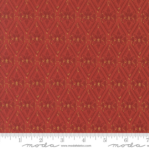 Old World Yuletide Poinsettia Twinkle Tradition Metallic Yardage by Fancy That Design House for Moda Fabrics