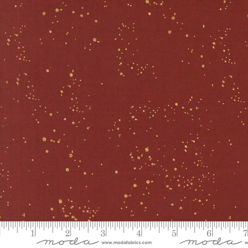 Old World Yuletide Crimson Speckled Sky Metallic Yardage by Fancy That Design House for Moda Fabrics