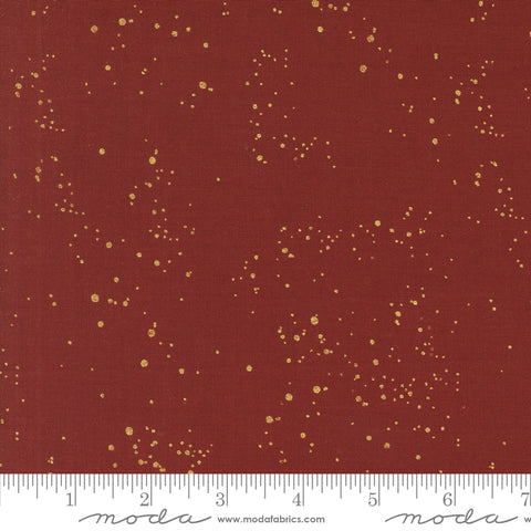Old World Yuletide Crimson Speckled Sky Metallic Yardage by Fancy That Design House for Moda Fabrics