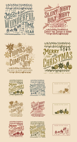 Old World Yuletide Eggshell Panel by Fancy That Design House for Moda Fabrics