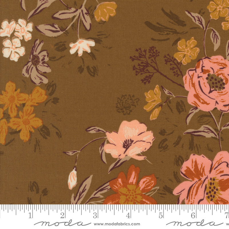 Foraged, Found & Hand Me Down Cocoa Harvest Bloom Yardage by Fancy That Design House for Moda Fabrics