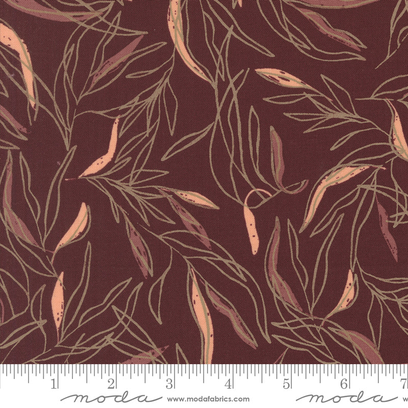Foraged, Found & Hand Me Down Merlot Loose Leaf Yardage by Fancy That Design House for Moda Fabrics