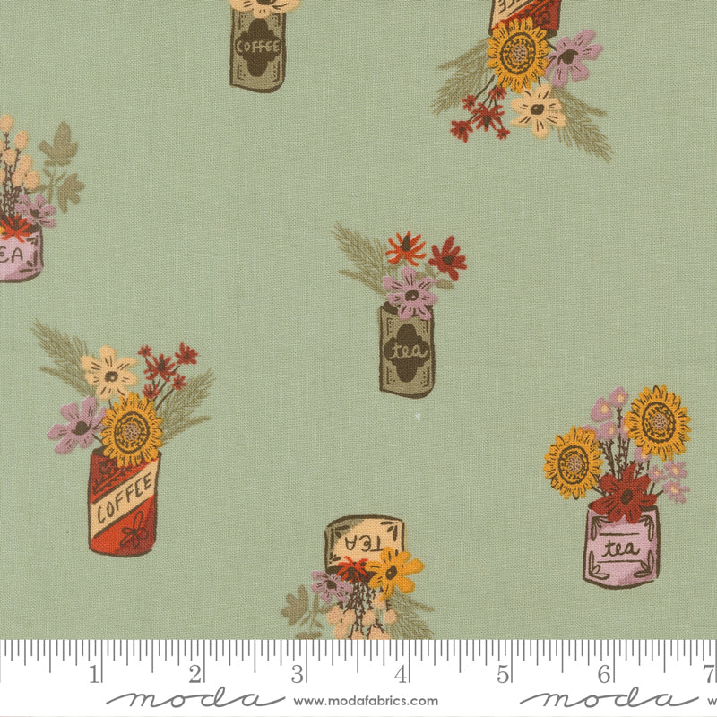 Windfall Aqua Vintage Jars Yardage by Fancy That Design House for Moda Fabrics