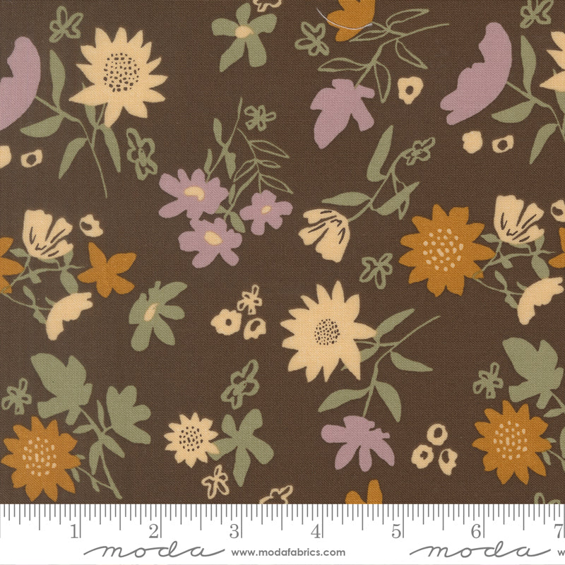 Windfall Coffee Playful Petals Yardage by Fancy That Design House for Moda Fabrics