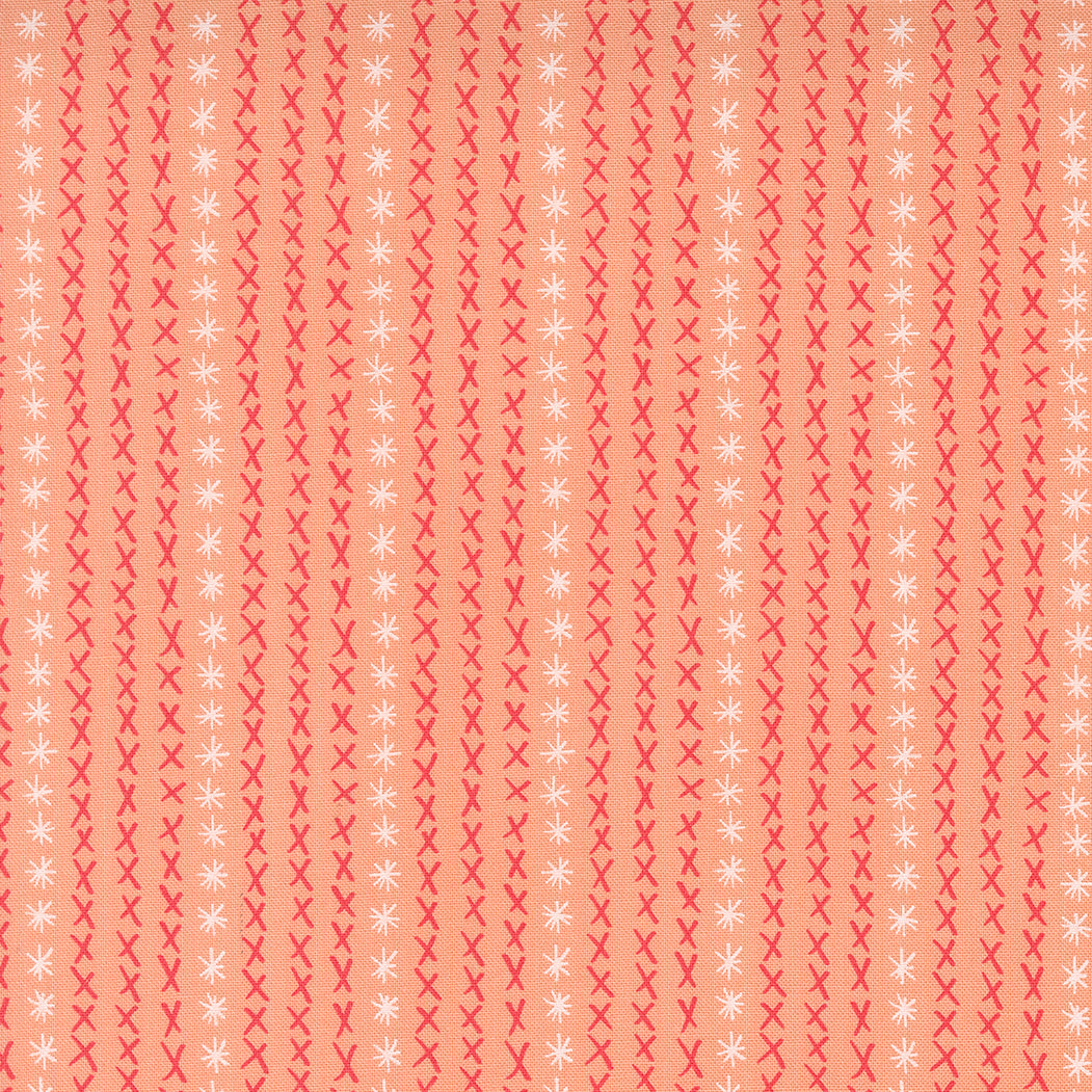 Dandi Duo Peach Cross Stitch Stripe Yardage by Robin Pickens for Moda Fabrics