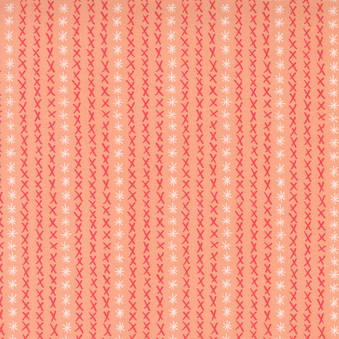 Dandi Duo Peach Cross Stitch Stripe Yardage by Robin Pickens for Moda Fabrics