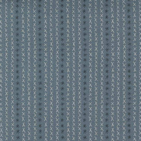BOLT END 9" Dandi Duo Graphite Cross Stitch Stripe Yardage by Robin Pickens for Moda Fabrics