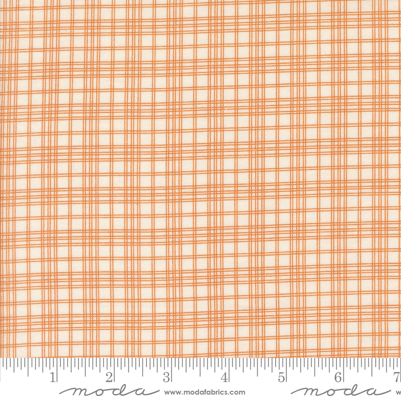 Pumpkin Spice Gatherings Cream Pumpkin Open Plaid Yardage by Primitive Gatherings for Moda Fabrics
