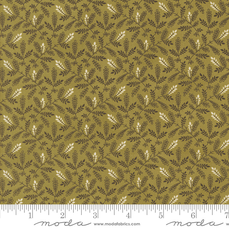 Pumpkin Spice Gatherings Basil Leaf Toss Yardage by Primitive Gatherings for Moda Fabrics