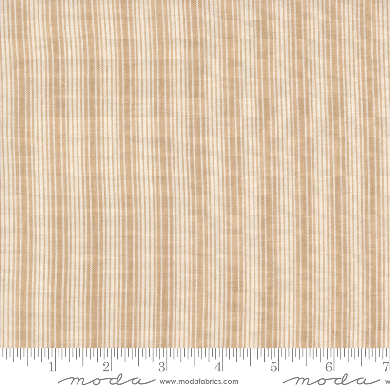 Pumpkin Spice Gatherings Khaki Linen Stripe Yardage by Primitive Gatherings for Moda Fabrics