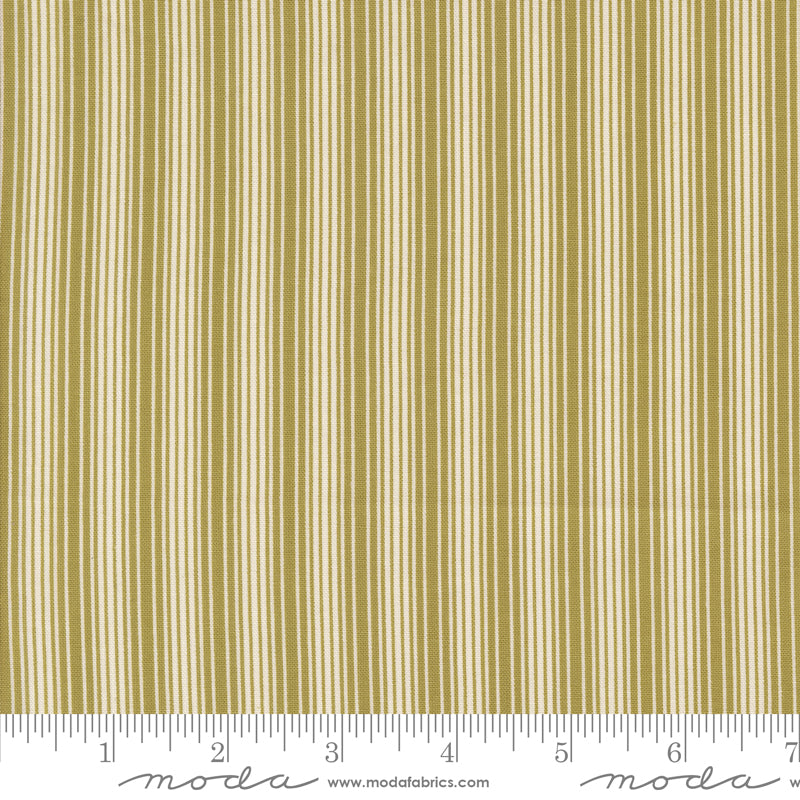 Pumpkin Spice Gatherings Basil Linen Stripe Yardage by Primitive Gatherings for Moda Fabrics