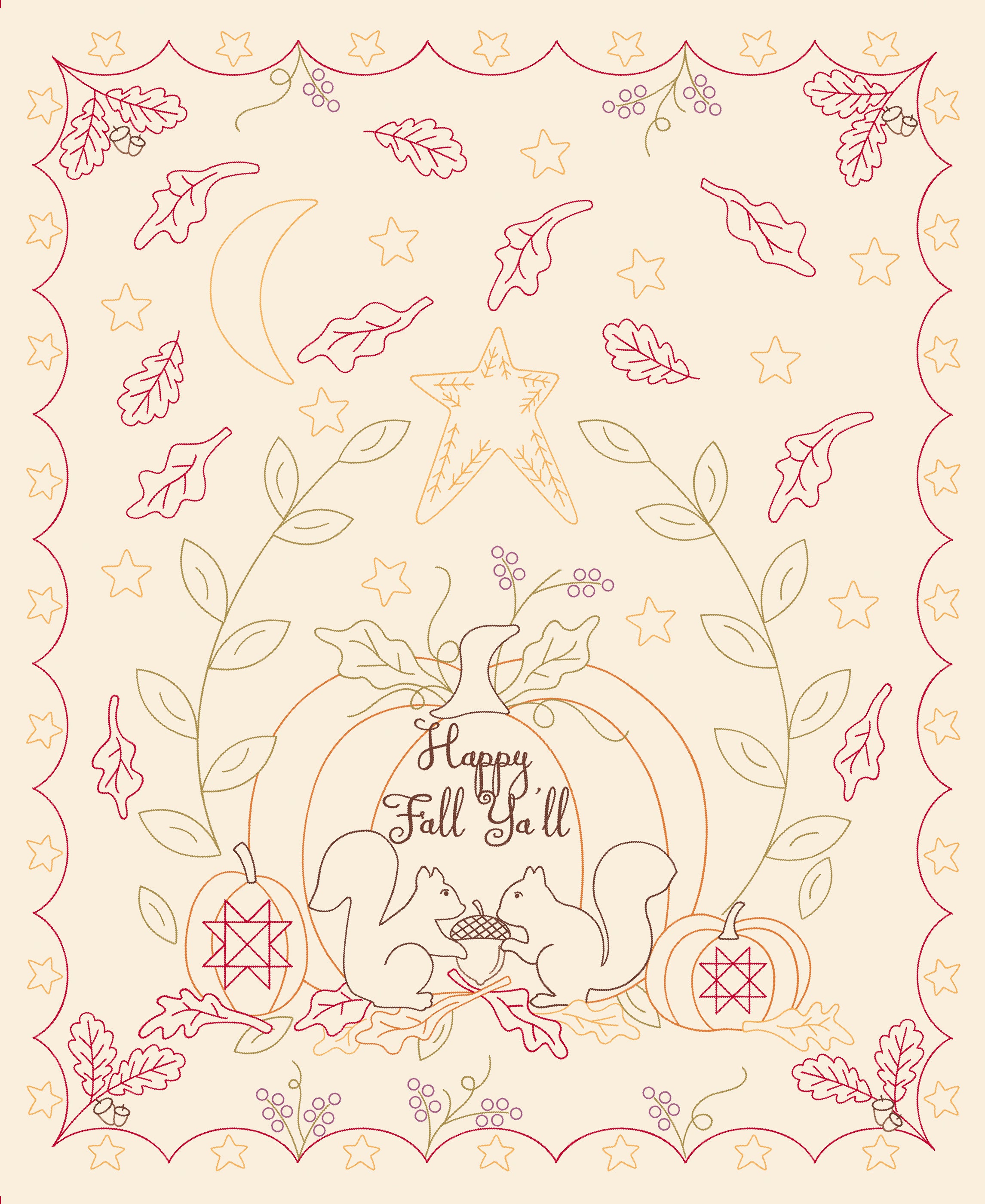 Pumpkin Spice Gatherings Panel by Primitive Gatherings for Moda Fabrics