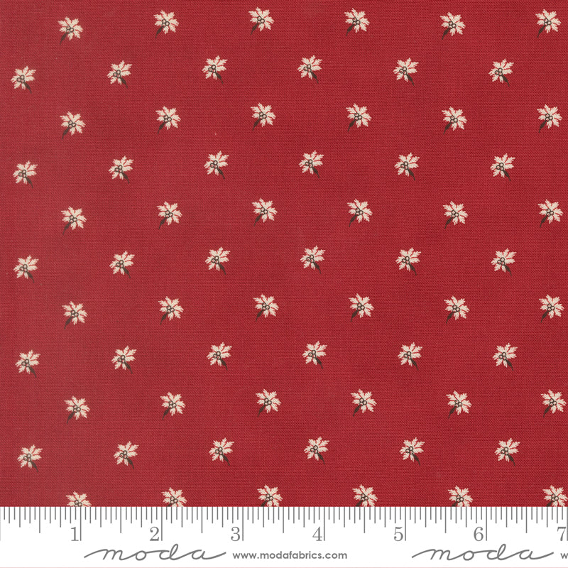 Joyful Gatherings II Deep Crimson Poinsettia Yardage by Primitive Gatherings for Moda Fabrics