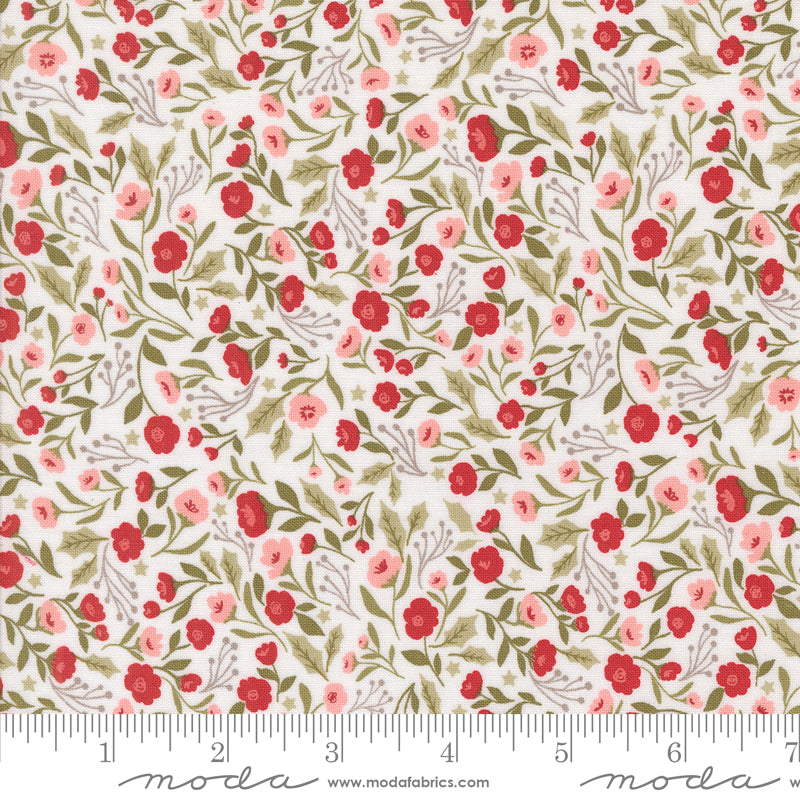 Berry & Pine Snow Christmas Posies Yardage by Lella Boutique for Moda Fabrics