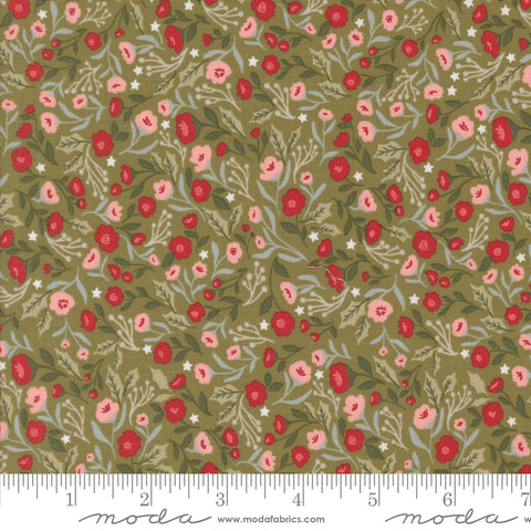 BOLT END 8" Berry & Pine Sage Christmas Posies Yardage by Lella Boutique for Moda Fabrics