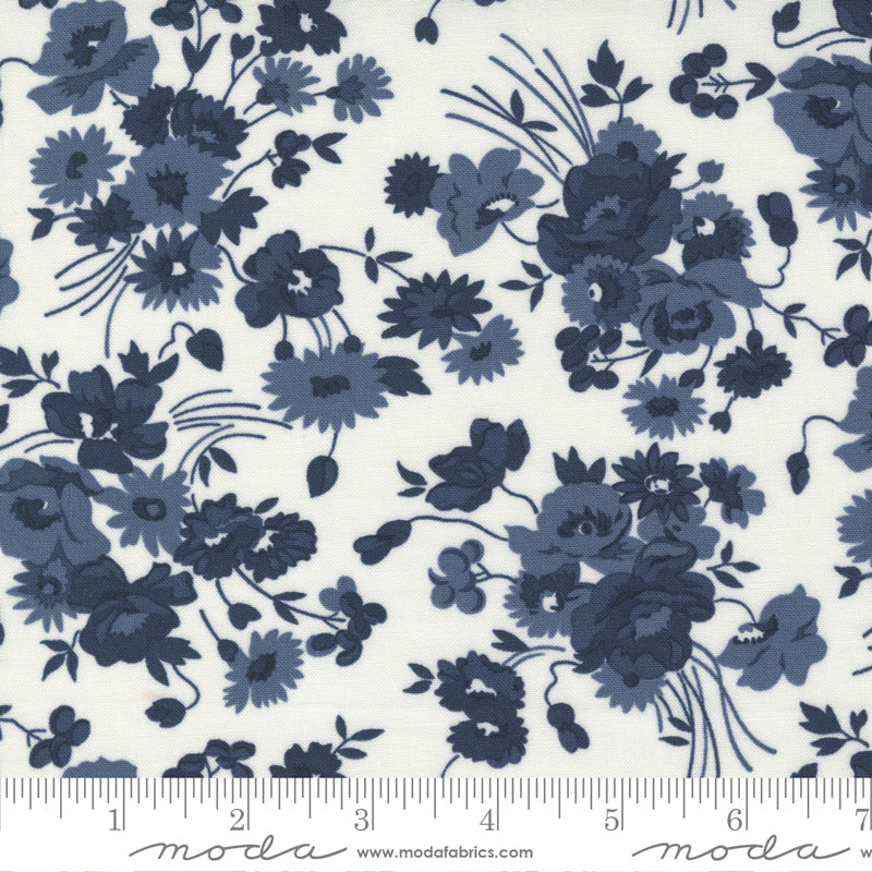 Nantucket Summer Cream Navy Somerset Yardage by Camille Roskelley for Moda Fabrics