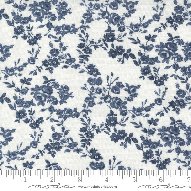 Nantucket Summer Cream Navy Surfside Yardage by Camille Roskelley for Moda Fabrics