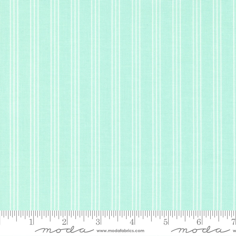 Lighthearted Aqua Stripe Yardage by Camille Roskelley for Moda Fabrics
