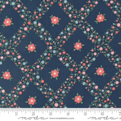 Rosemary Cottage Navy Trellis Yardage by Camille Roskelley for Moda Fabrics