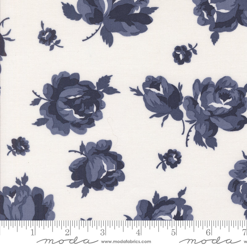 Summertime Cream Navy Rosie Yardage by Camille Roskelley for Moda Fabrics