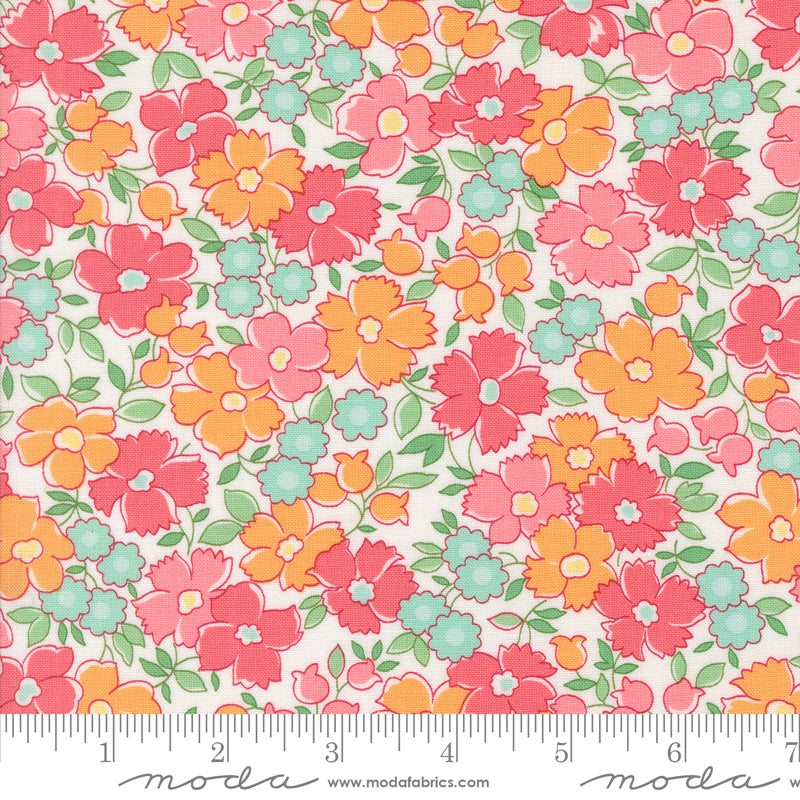 Summertime Cream Pastel Flower Patch Yardage by Camille Roskelley for Moda Fabrics