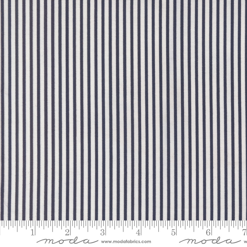 Summertime Navy Simple Stripe Yardage by Camille Roskelley for Moda Fabrics
