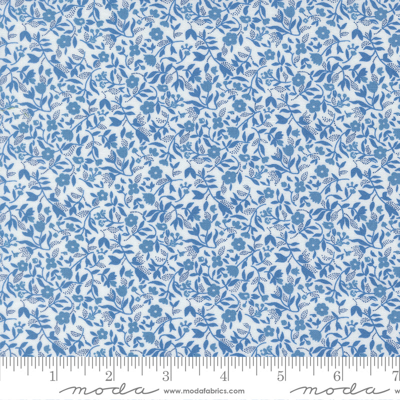 Blueprint White Blue Frolic Yardage by Camille Roskelley for Moda Fabrics