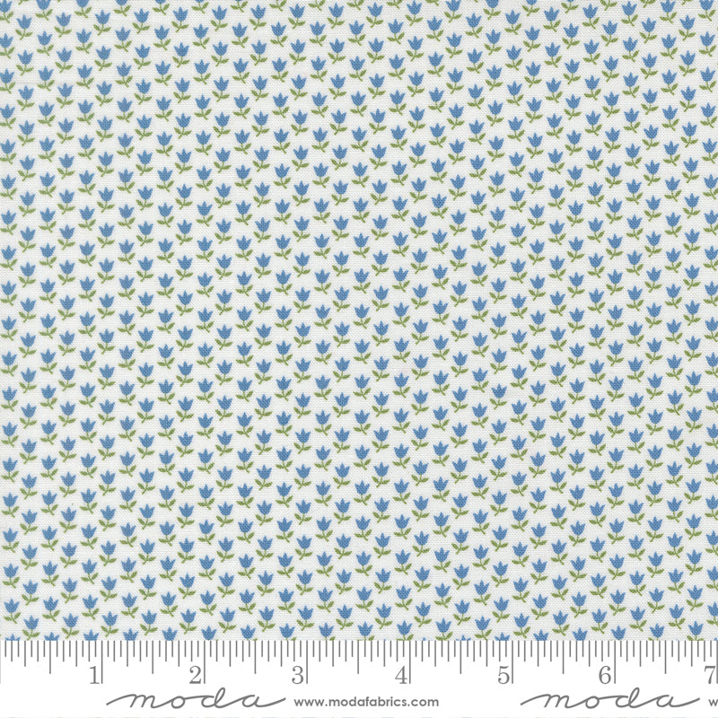 A Cat Named Stitch Cream Blue June Yardage by Camille Roskelley for Moda Fabrics