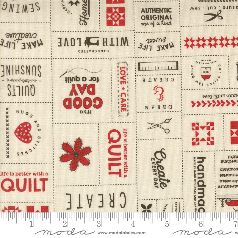 Threads Porcelain Multi Made With Love Yardage by Sweetwater for Moda Fabrics