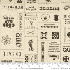 Threads Porcelain Black Made With Love Yardage by Sweetwater for Moda Fabrics