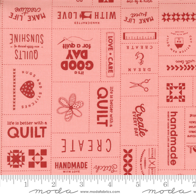 Threads Pink Made With Love Yardage by Sweetwater for Moda Fabrics