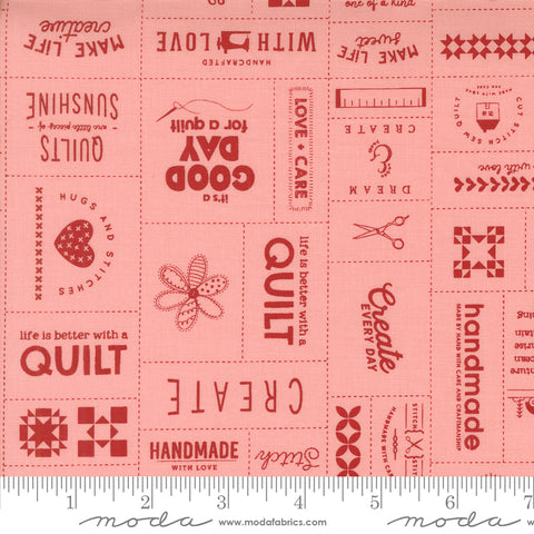 Threads Pink Made With Love Yardage by Sweetwater for Moda Fabrics