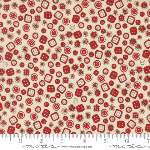 Threads Porcelain Red Buttons Yardage by Sweetwater for Moda Fabrics