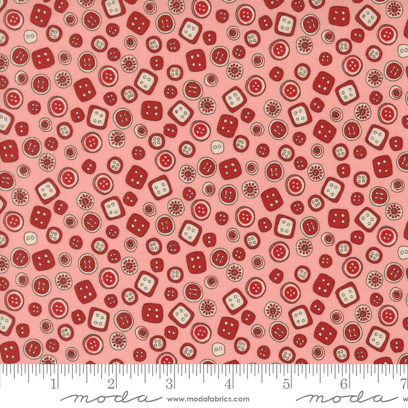 Threads Pink Buttons Yardage by Sweetwater for Moda Fabrics