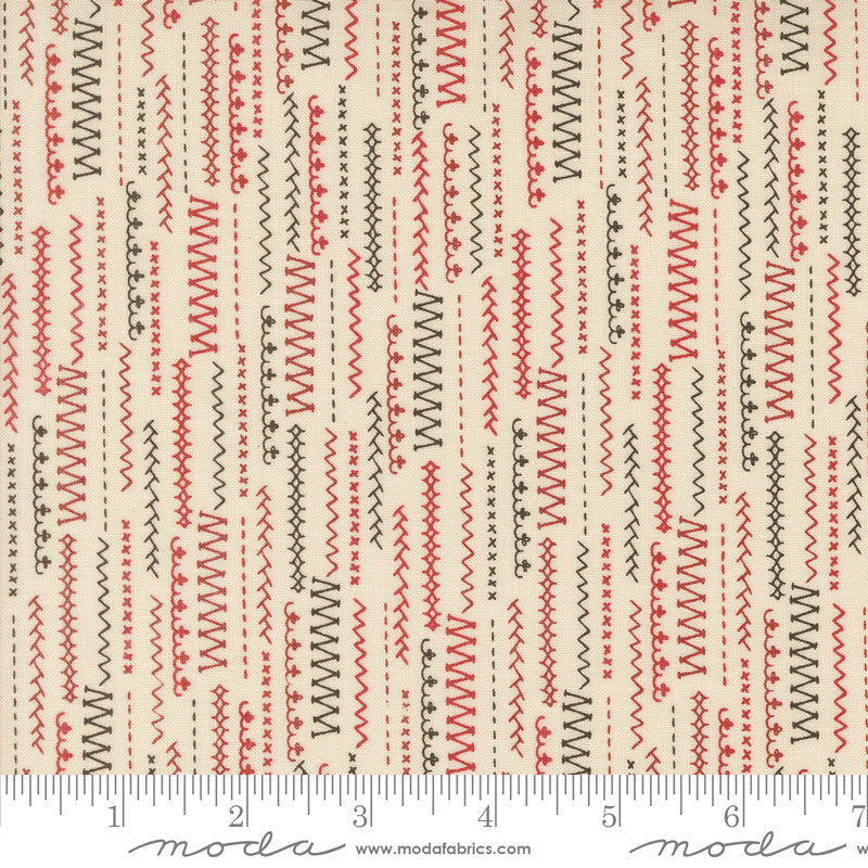 Threads Porcelain Multi Stitched Up Yardage by Sweetwater for Moda Fabrics
