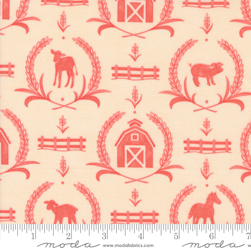Willow's Farm Blush Farm Yard Yardage by Deb Strain for Moda Fabrics