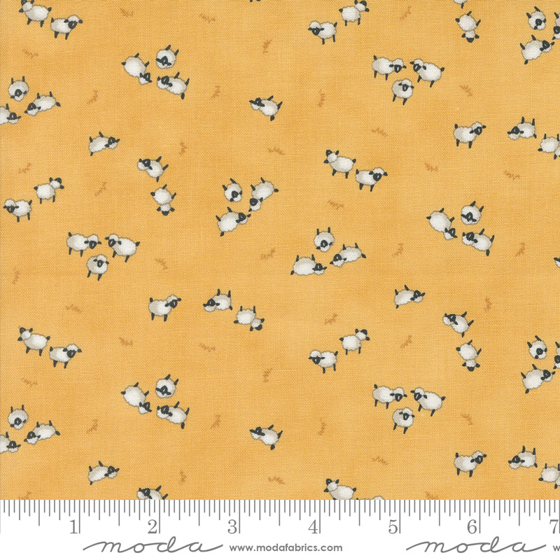 Willow's Farm Goldenrod Sheeps in the Pasture Yardage by Deb Strain for Moda Fabrics